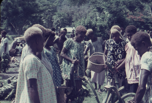 Papuan women with produce at an open air market.