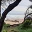 A creek flows into a beach