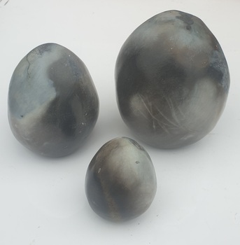 Three ceramic eggs