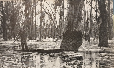 Photograph - Landscape, Man and Canoe