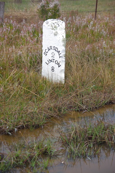 A stone milepost