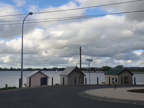 Boathouses on  Lake Wendouree, Ballarat