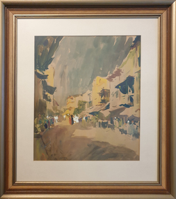 Painting, S.H. Raza, [Streetscape], 1977