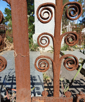 Handwrought steel grave fence in Eganstown Cemetery