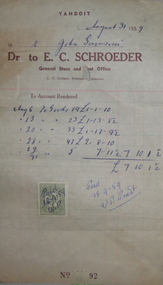 Document, Invoice from E.C. Schroeder, Yandoit, Victoria, 1959