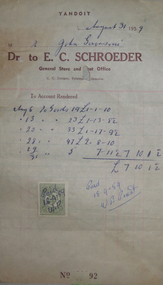 Document, Invoice from E.C. Schroeder, Yandoit, Victoria, 1959, 1959