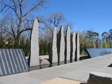 A stone and water memorial