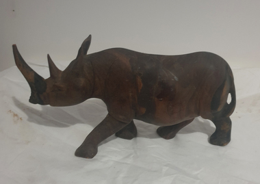 Photograph, Rhinoceros sculpture
