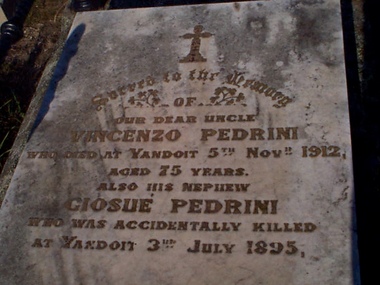 Photograph, Clare Gervasoni, Pedrini Memorial at Frankinford Cemetery, 1999, 12/02/2005