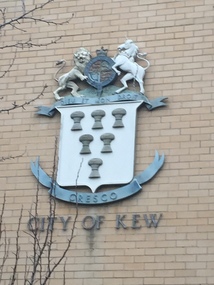 Photograph - Photograph - Colour, Clare Gervasoni, City of Kew Crest on the Former Civic Hall Exterior, 2016, 2016