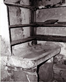 Photograph, Hand Hewn Stone Sink from the Gervasoni Homestead, c1988