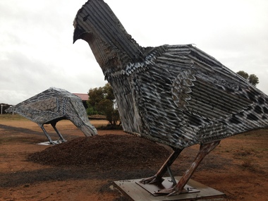 Photograph, 'The Big Malleeefowl' sculptures installed by artist Phil Rigg in 2013