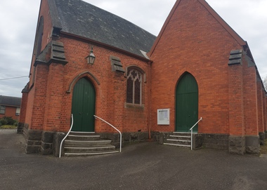 Photograph, St John the Evangelist church and Memorial Hall, Soldier's Hill, Ballarat
