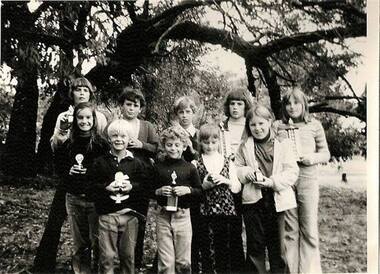 Photograph, Ten Children with Trophies, Circa 1960