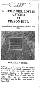 Document, A little girl lost in a storm at Pigeon Hill