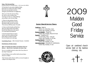 Document, Maldon Easter Fair Good Friday Program 2009