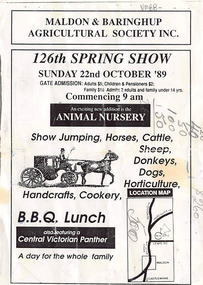 Flyer, Maldon & Baringhup Agricultural Show Inc. 1989