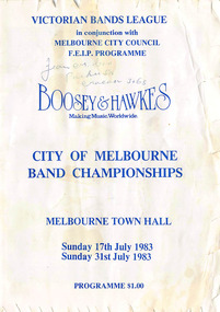 Programme, City of Melbourne Band Championships 1983