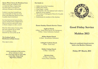 Programme, Good Friday Service Maldon 2013