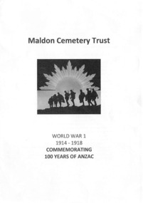 Programme, Maldon Cemetery Trust Commemorating 100 Years ANZAC