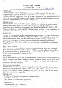 Newsletter, Maldon Pre School - August 1997