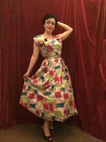 Clothing - Atomic style print 1950s dress, Atomic print cotton day dress 1950s by Julius Pollack, Early 1950s