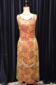 Clothing - Gold lace 1920s dress, Gold metallic silk lace 1920s evening dress, 1920s