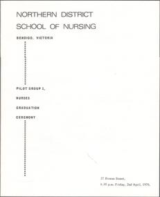 Booklet - Pilot Group 1, Nurses Graduation Ceremony- 2nd April 1976 - Program