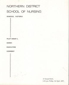 Booklet - Program for Pilot Group 2 - Nurses Graduation Ceremony 1977
