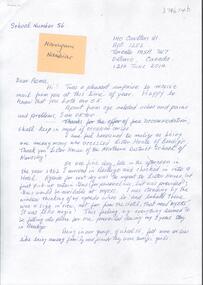 Document - Hand written letter from Nanayaui Nambiar (NDSN School 56) from Canada coming to NDSN Lister House reunion