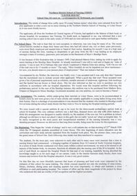 Document - Four pages of memories of attending NDSN compiled by Dot Strauch, PTS 1; and a list of 16 B&W photographs of students in uniform and during recreation