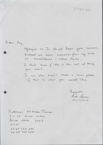Document - Handwritten memories from Kathleen McMahon Towner 1961-64, 2013
