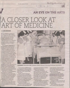 Document - Article in Bendigo Advertiser - original. "A closer look at art of medicine"