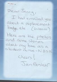 Document - Stories of NDSN nursing home, School 60 by Jan Bosher