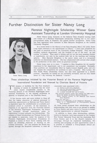 Article - Further Distinction for Sister Nancy Long: The Hospital Magazine1947