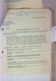 Letter - Letter regarding Central Preliminary Training Schools 1947
