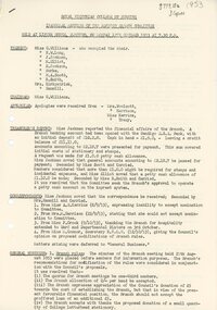 Document - Minutes of Inaugural Meeting Bendigo Branch Committee of the RVCN, 1953