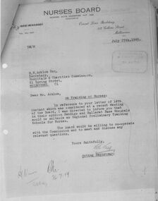 Document - 1949 Letter from the Nurses Board re the training of nurses