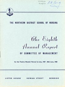 Document - Northern District School of Nursing Eighth Annual Report, 1958