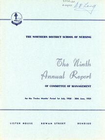 Document - Northern District School of Nursing Ninth Annual Report, 1959