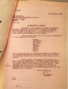 Letter - Re: Establishment of Nurse Training Schools in country Victoria