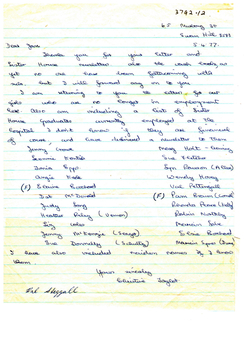 Northern District School of Nursing - Hand-written Letter re subscription and newsletters - for Graduates Association from Christine Taylor