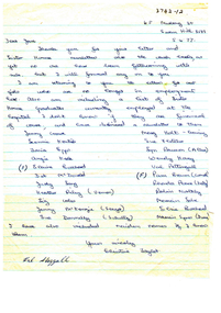 Northern District School of Nursing - Hand-written Letter re subscription and newsletters - for Graduates Association from Christine Taylor