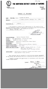Northern District School of Nursing - Contract of Employment for Alison Edlin