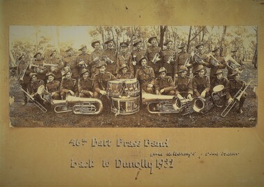 Photo: 46th Battalion Brass band, 46th Battalion Brass band, back to Dunolly 1932, Lieut H Hastings Band Master