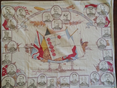 Scarf: Silk, Souvenir Scarf Great War C 1915, Circa 1915