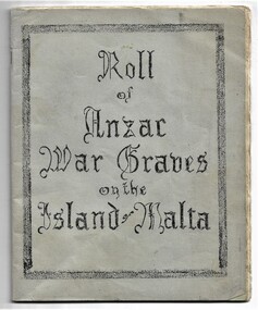 Book, Roll of ANZAC war graves on the Island of Malta