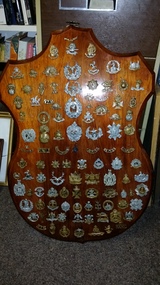 Plaque - Wood Shield, Shield with Various Corp Badges