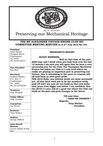 Newsletter, July 2010