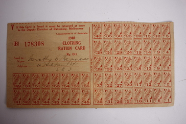Document - Clothing Ration Card 1948, Issued in 1948